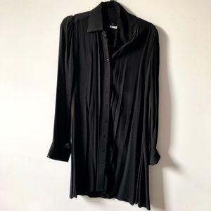Reformation Black Button Down Long Sleeve Dress